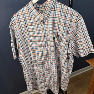L.L. Bean Short Sleeve Button Up, Cross Hatch Pattern, Mens XL